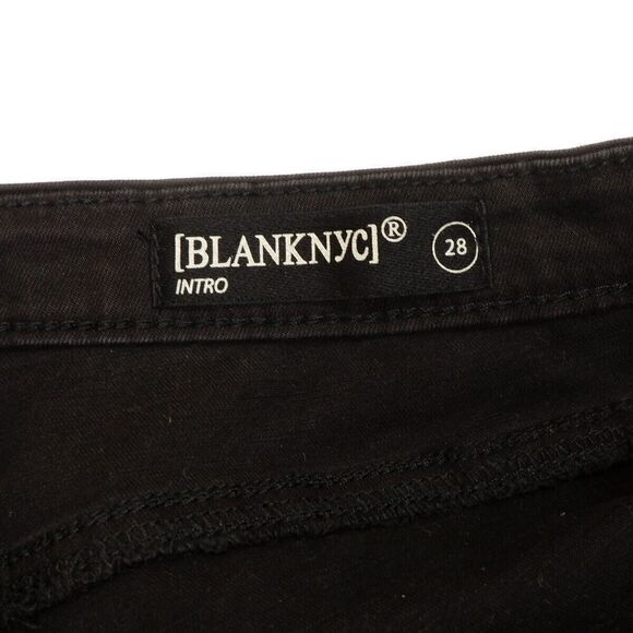 BLANKNYC Skinny Ankle Pants 28 Black Intro Distressed Womens Measure 27x25.5 - Picture 8 of 13